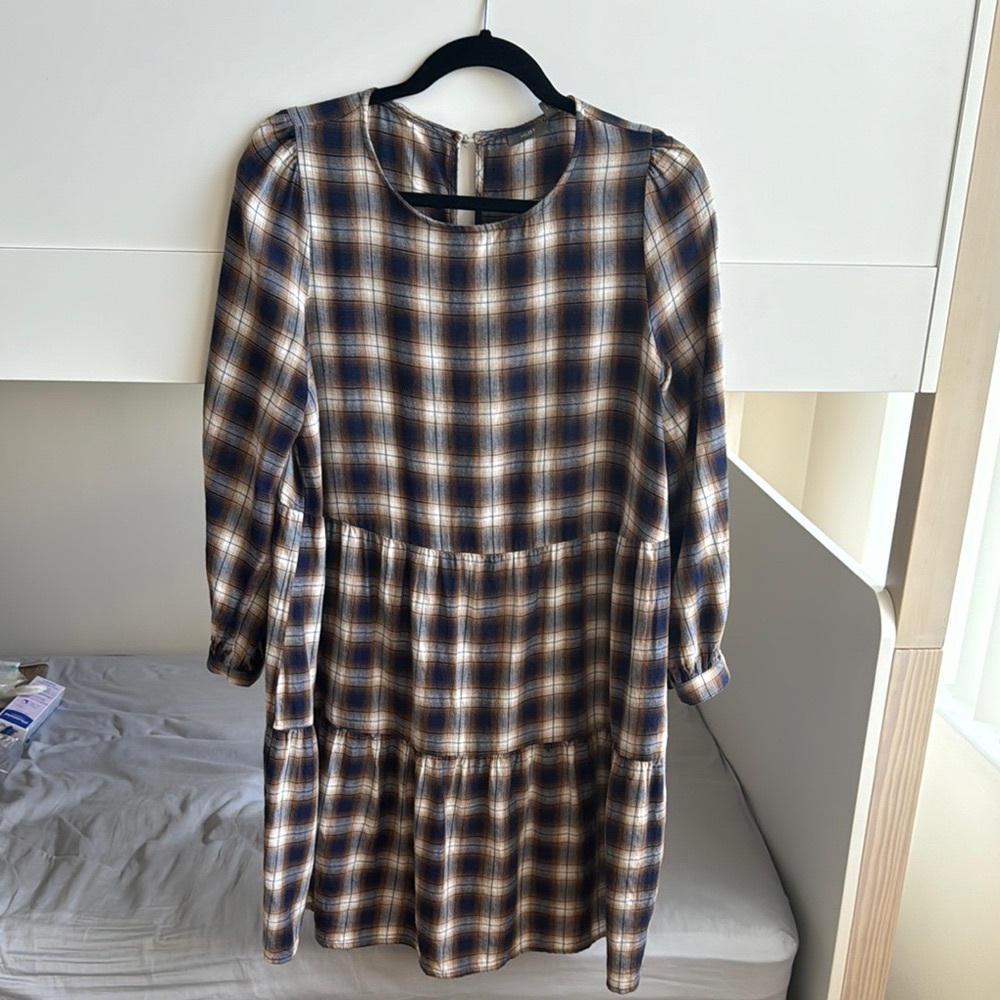 Plaid Oversized Long Sleeve Dress